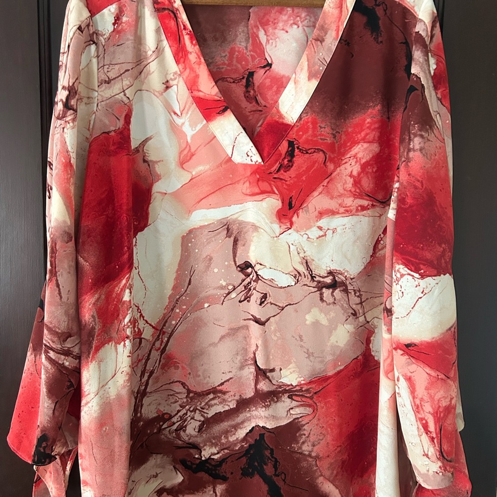 Elegant Red and Cream Women's Top